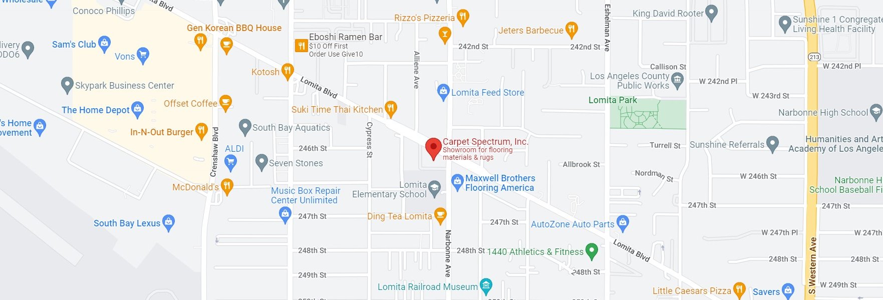 Map to Carpet Spectrum location in Lomita, CA